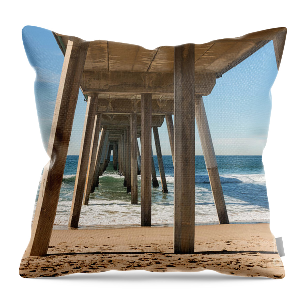 Hermosa Beach Throw Pillow featuring the photograph Hermosa Beach Pier by Ana V Ramirez