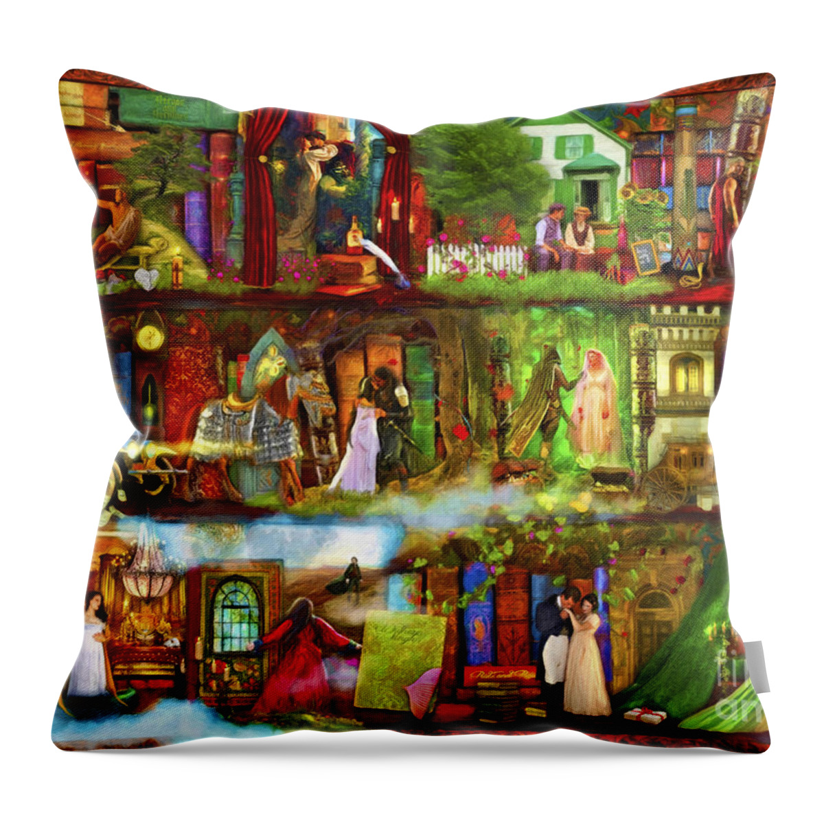 Fairy Throw Pillow featuring the digital art Heroes and Heroines by MGL Meiklejohn Graphics Licensing
