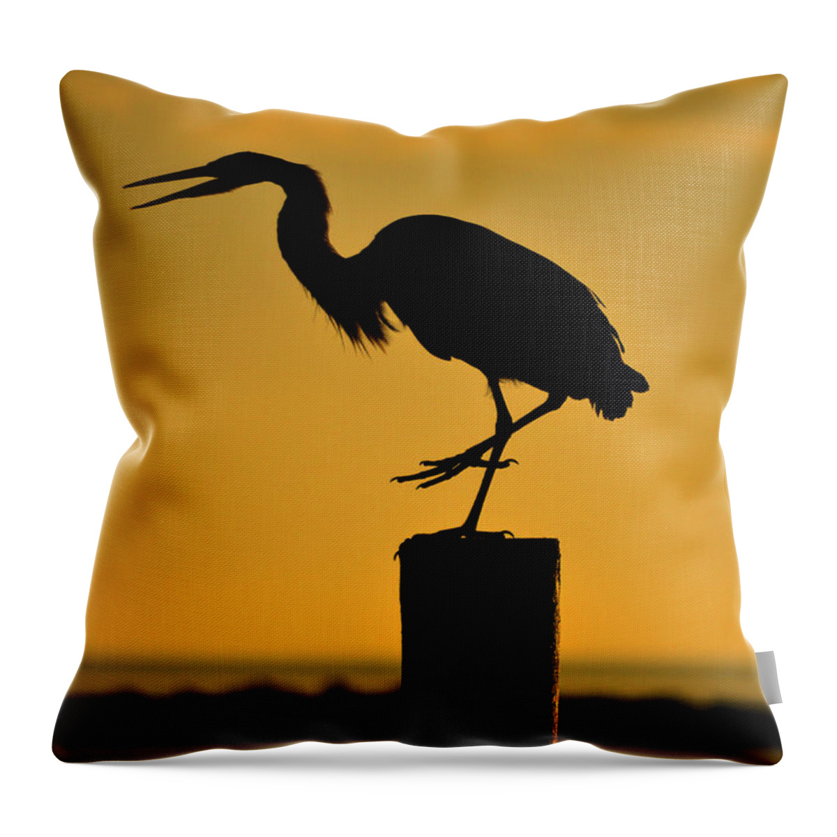 Heron Throw Pillow featuring the photograph Heron at Sunrise by Leticia Latocki
