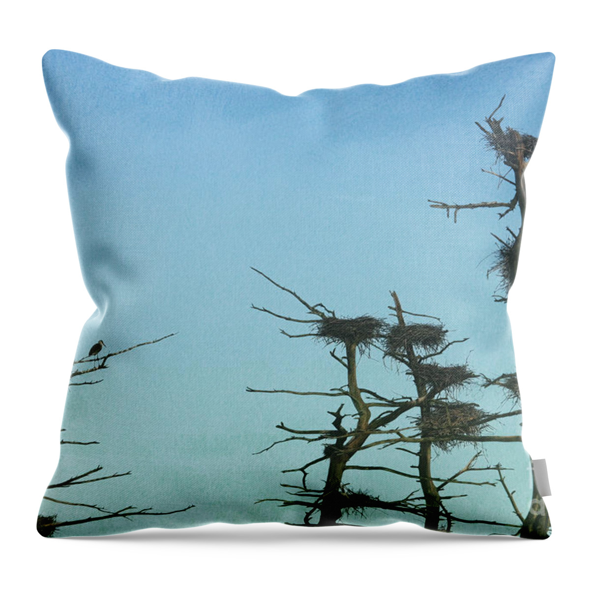 Herons Throw Pillow featuring the photograph Heron Condos by Jayne Carney