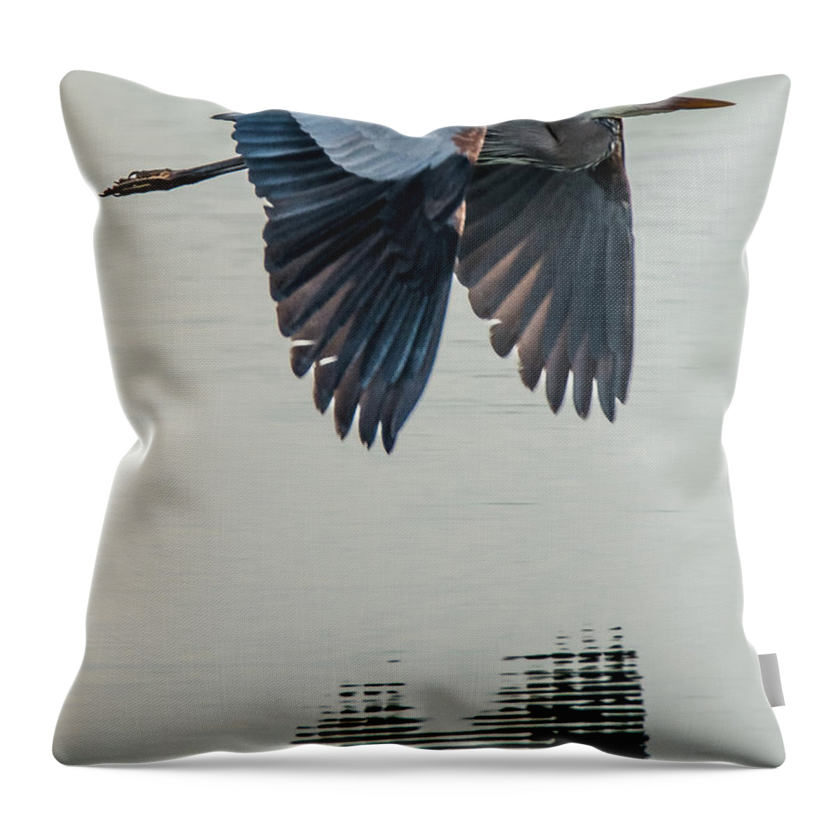 Moss Landing Throw Pillow featuring the photograph Heron On the Wing by Bill Roberts
