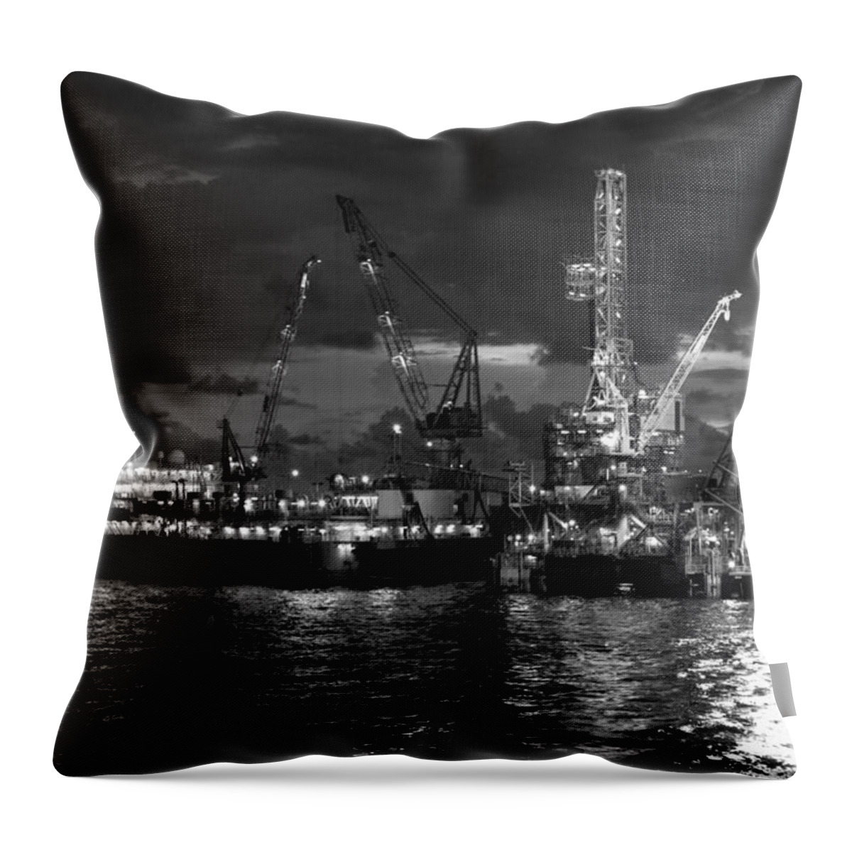 Screensaver Throw Pillow featuring the photograph Hess West Esperanza Rig by Gregory Daley MPSA