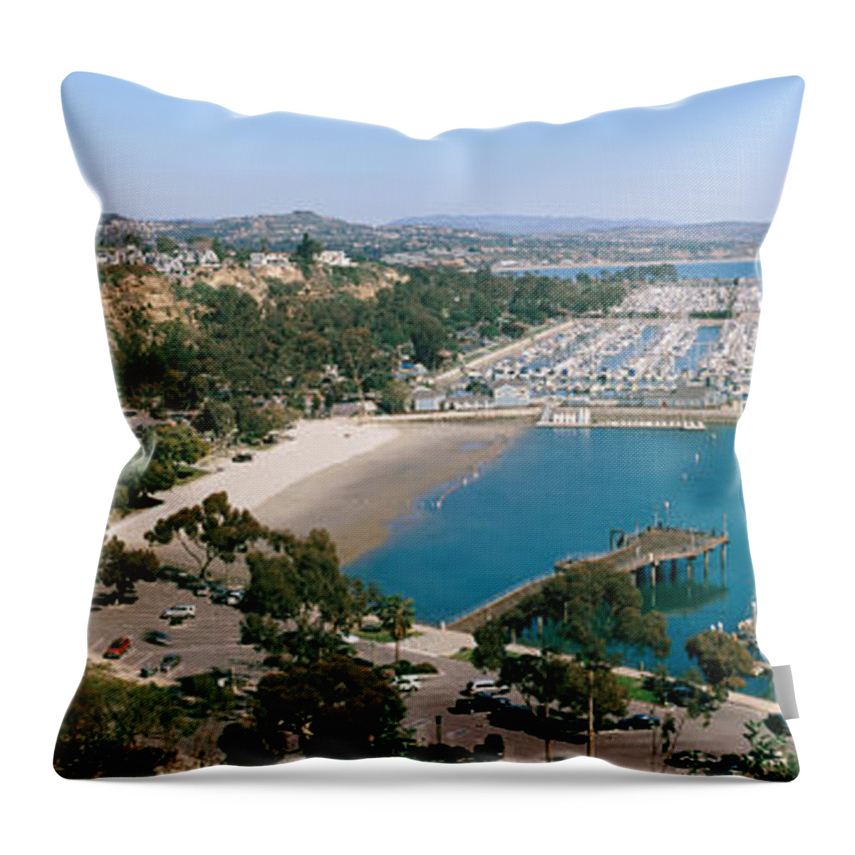Photography Throw Pillow featuring the photograph High Angle View Of A Harbor, Dana Point by Panoramic Images