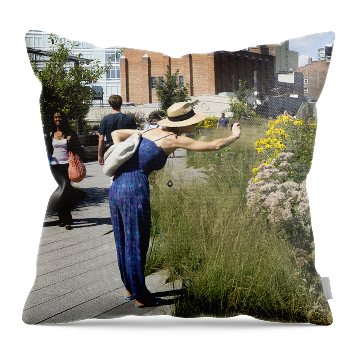 City Streets Throw Pillow featuring the photograph Highline Daisy Shoot by Frank Winters