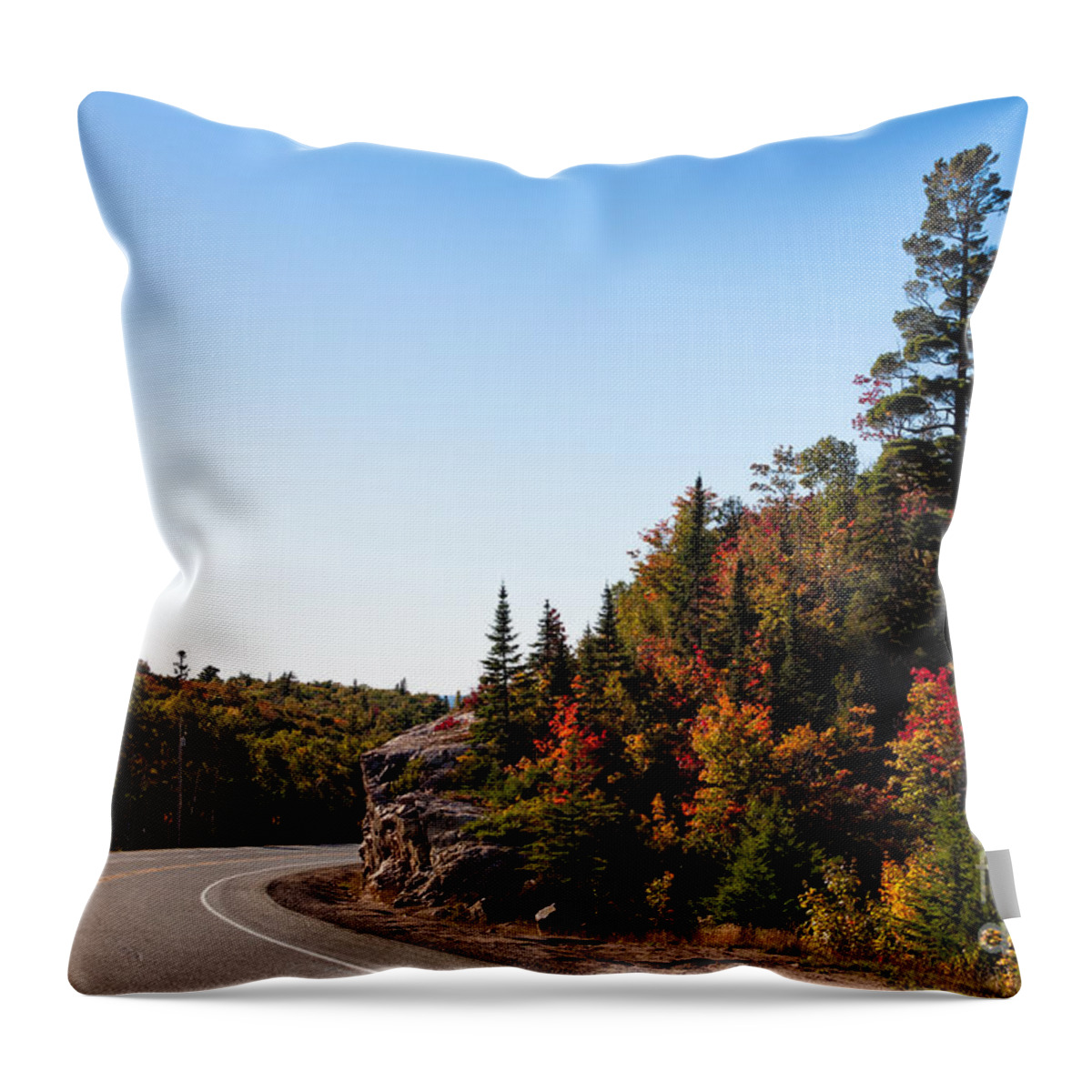 North Throw Pillow featuring the photograph Highway 17 north of Lake Superior by Les Palenik