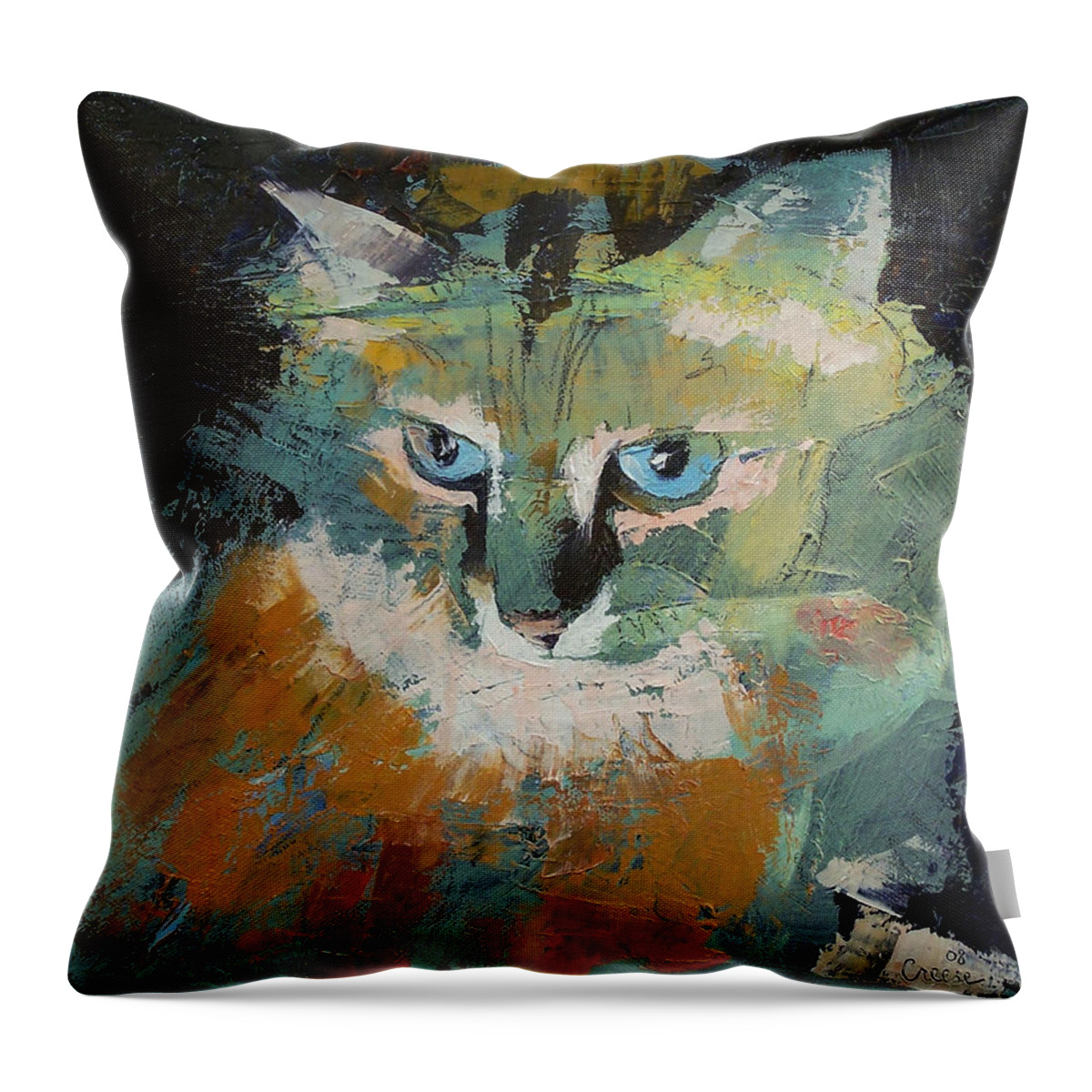 Himalayan Throw Pillow featuring the painting Himalayan Cat by Michael Creese