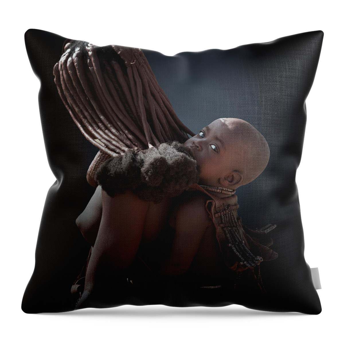 People Throw Pillow featuring the photograph Himba Mother With Her Little Child by Buena Vista Images