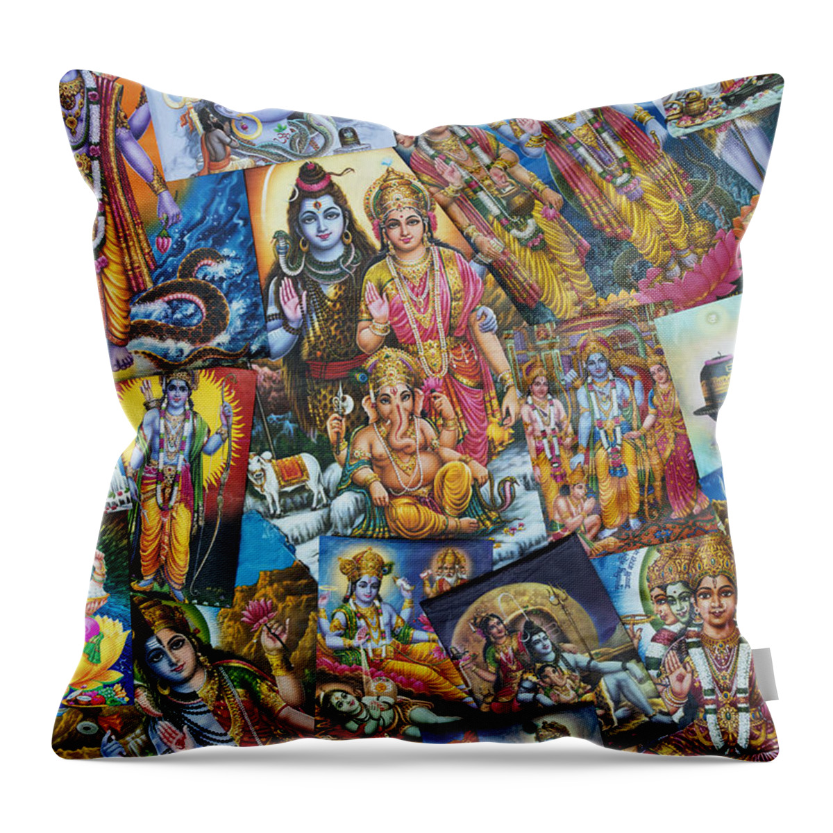 Hindu Poster Throw Pillow featuring the photograph Hindu Deity Posters by Tim Gainey