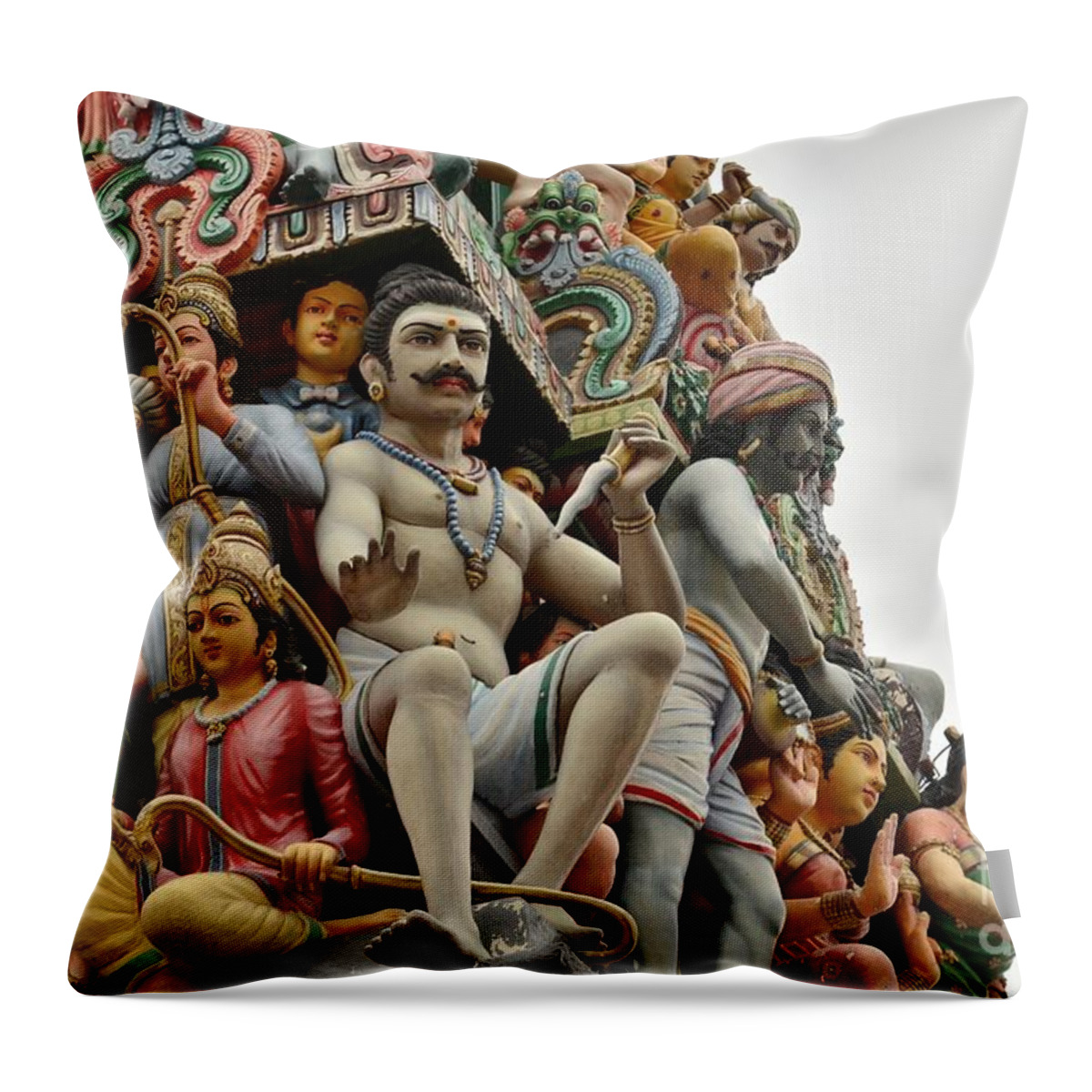 Architecture Throw Pillow featuring the photograph Hindu gods and goddesses at temple by Imran Ahmed