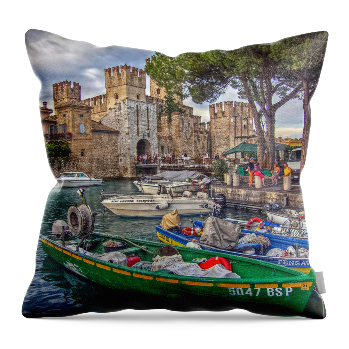 Italy Throw Pillow featuring the photograph History at Lake Garda by Hanny Heim