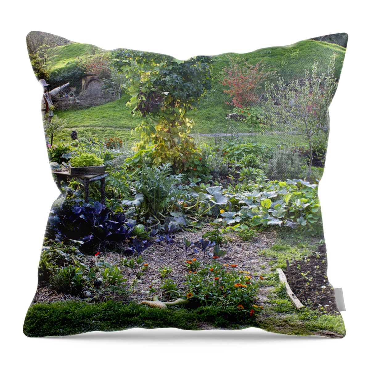 Hobbits Throw Pillow featuring the photograph Hobbit Garden in Bag End by Venetia Featherstone-Witty