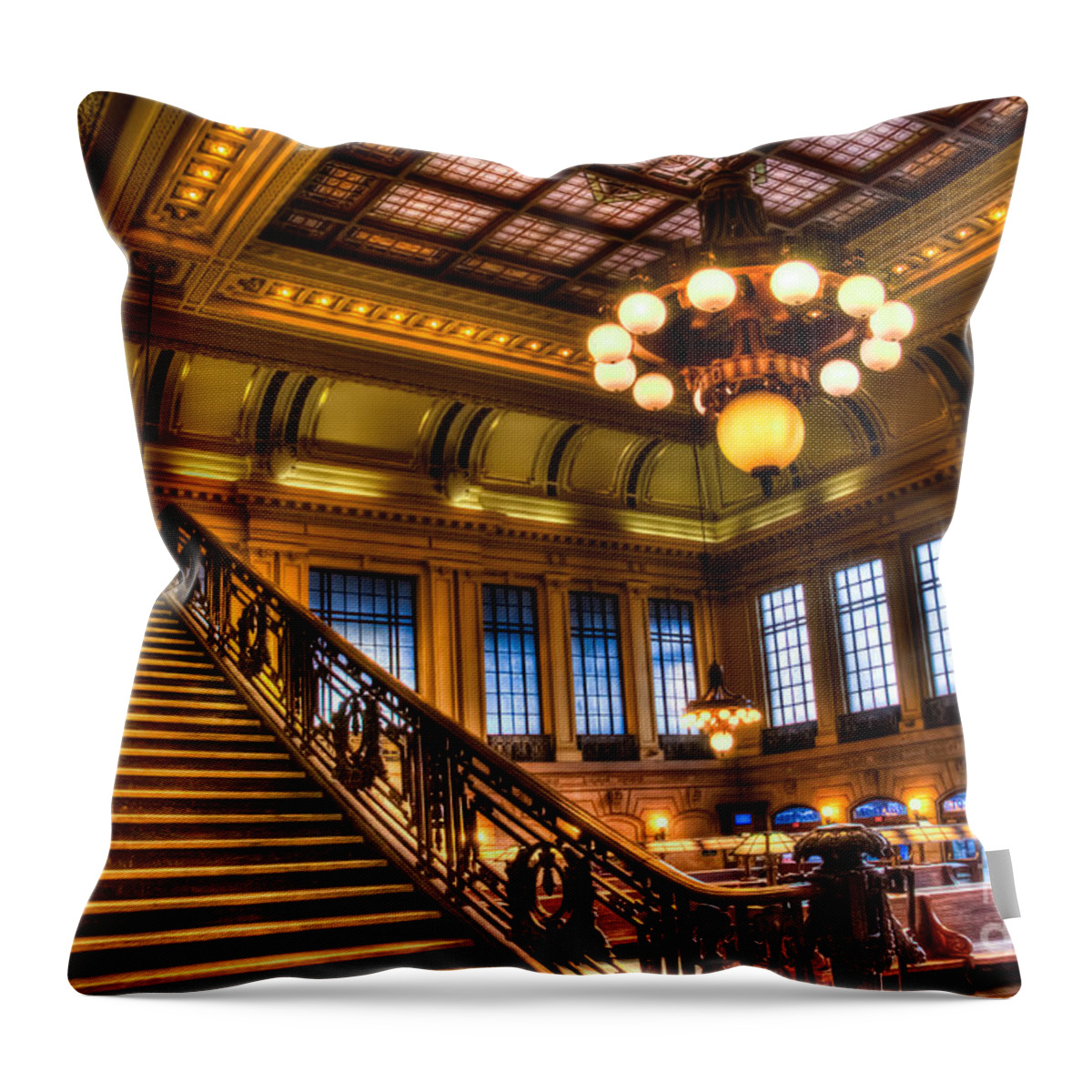 Hoboken Throw Pillow featuring the photograph Hoboken Terminal by Anthony Sacco