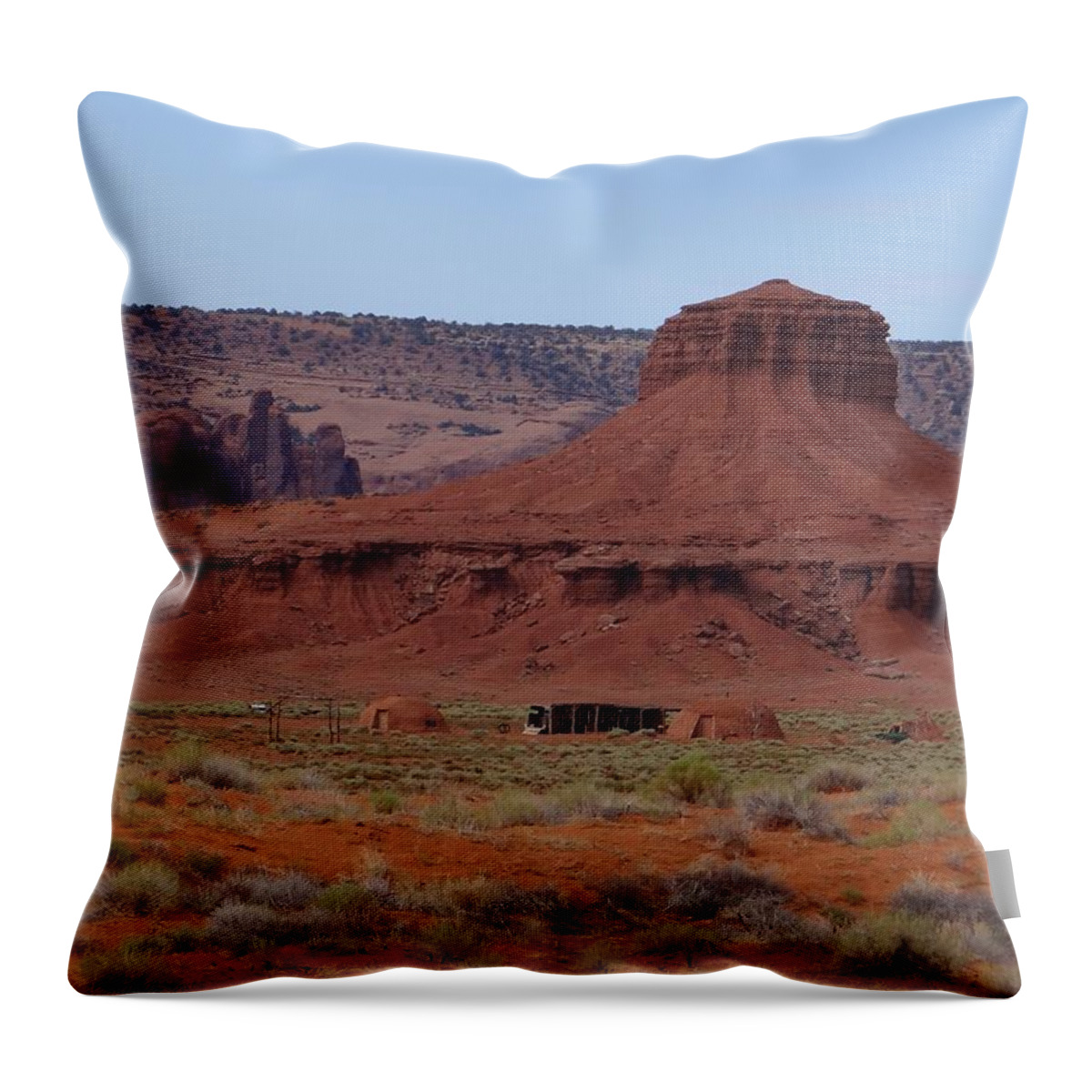 Navajo Throw Pillow featuring the photograph Hogans by Keith Stokes