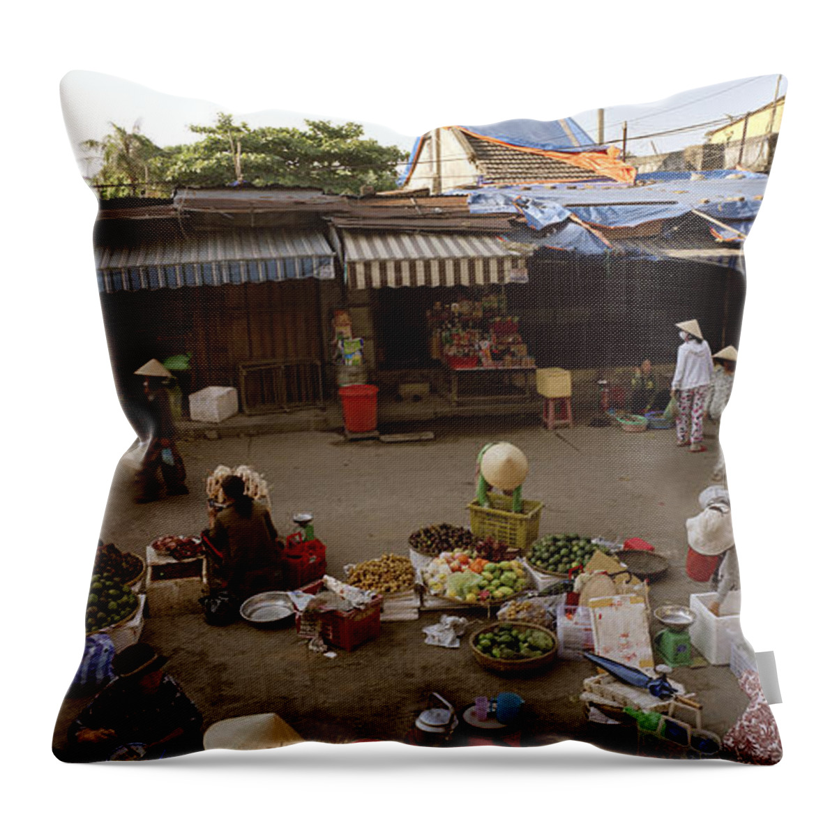 Hoi An Throw Pillow featuring the photograph Hoi An Market by Shaun Higson