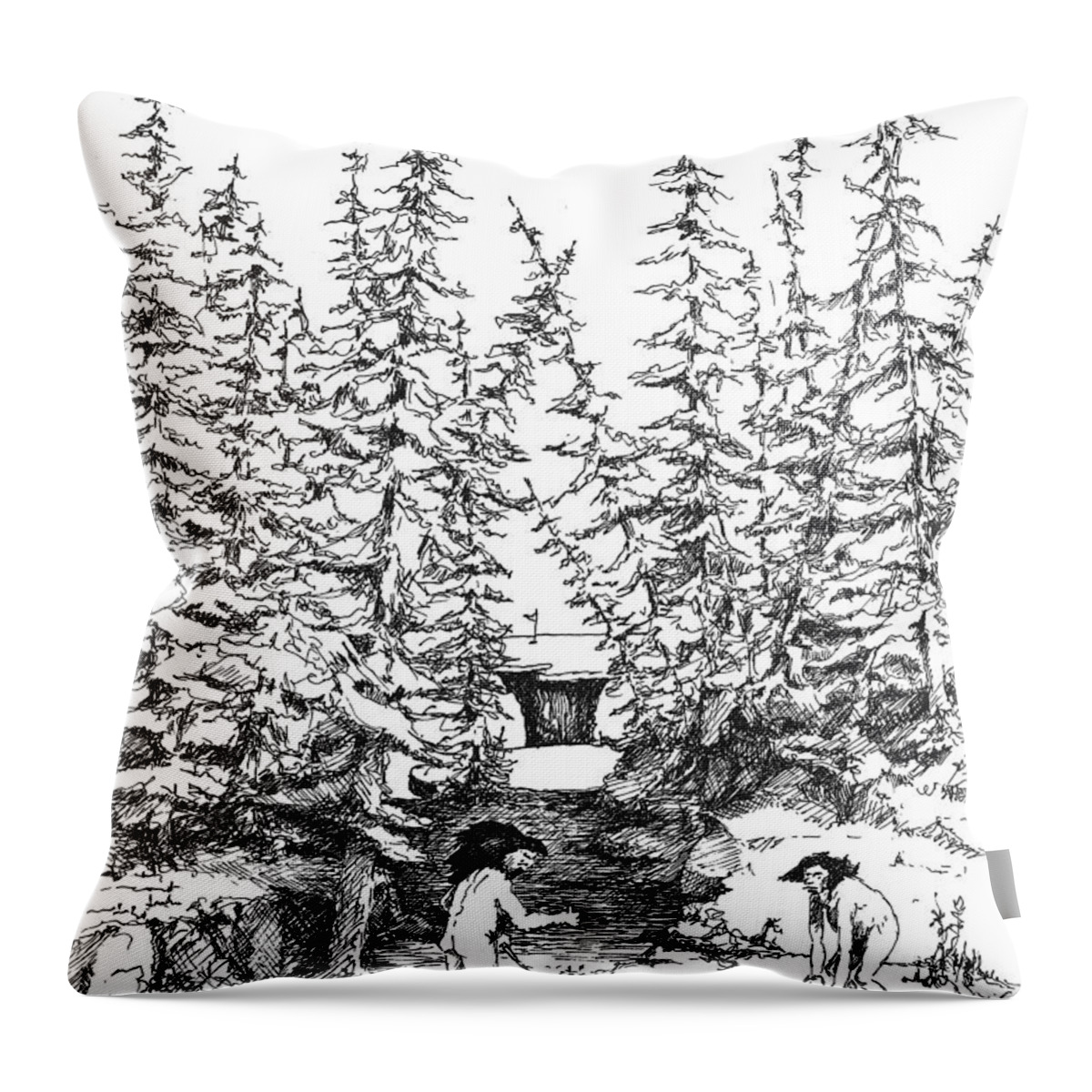 Golf Throw Pillow featuring the drawing Hole 3 by Sam Sidders