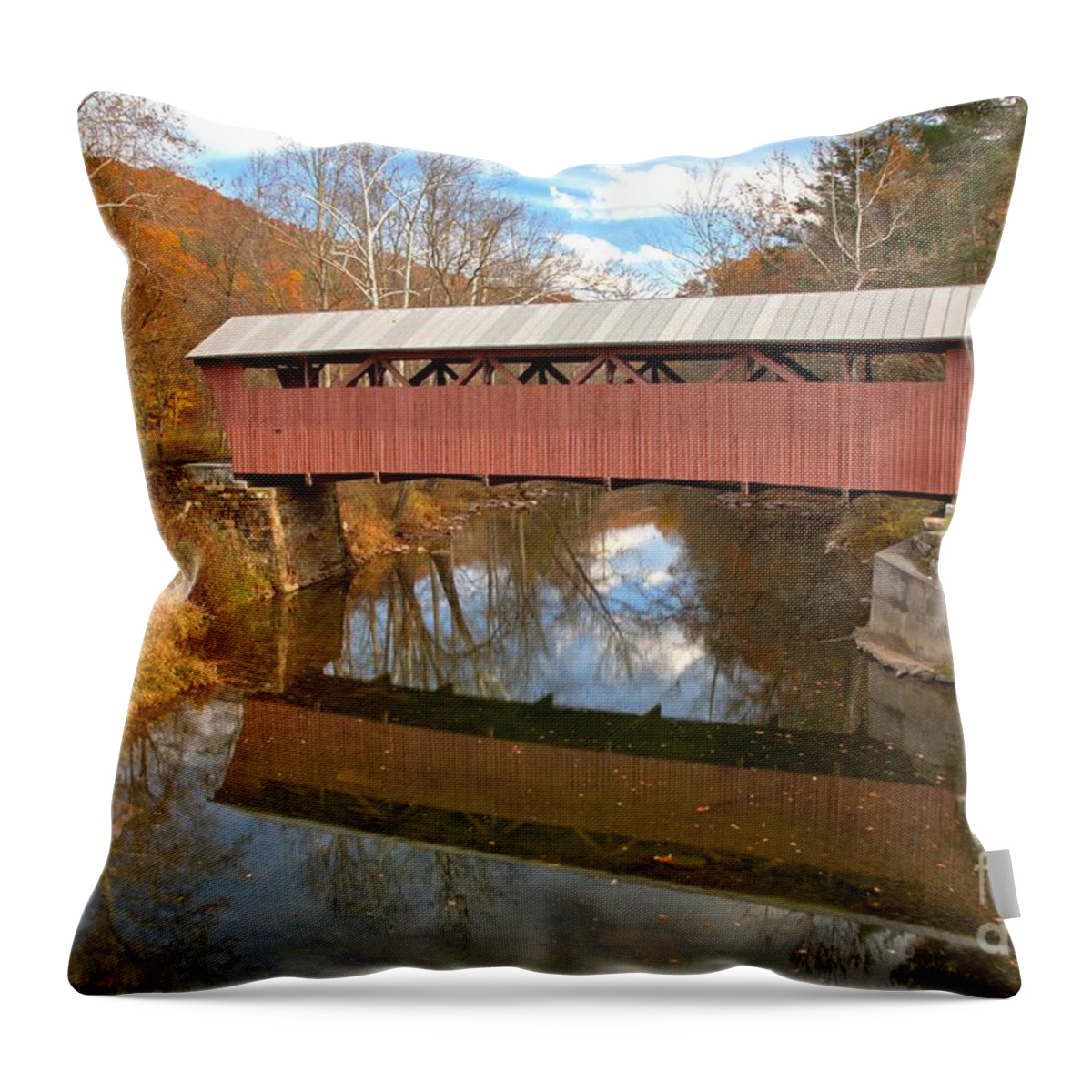 Hokes Mill Throw Pillow featuring the photograph Holes Mill Reflections In Second Creek by Adam Jewell