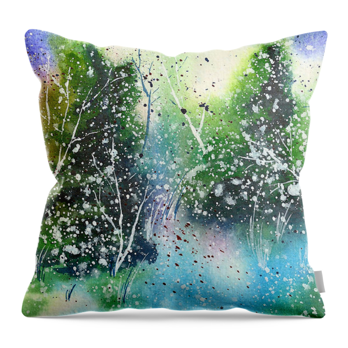 Solstice Throw Pillow featuring the painting Holiday Card 22 by Nelson Ruger