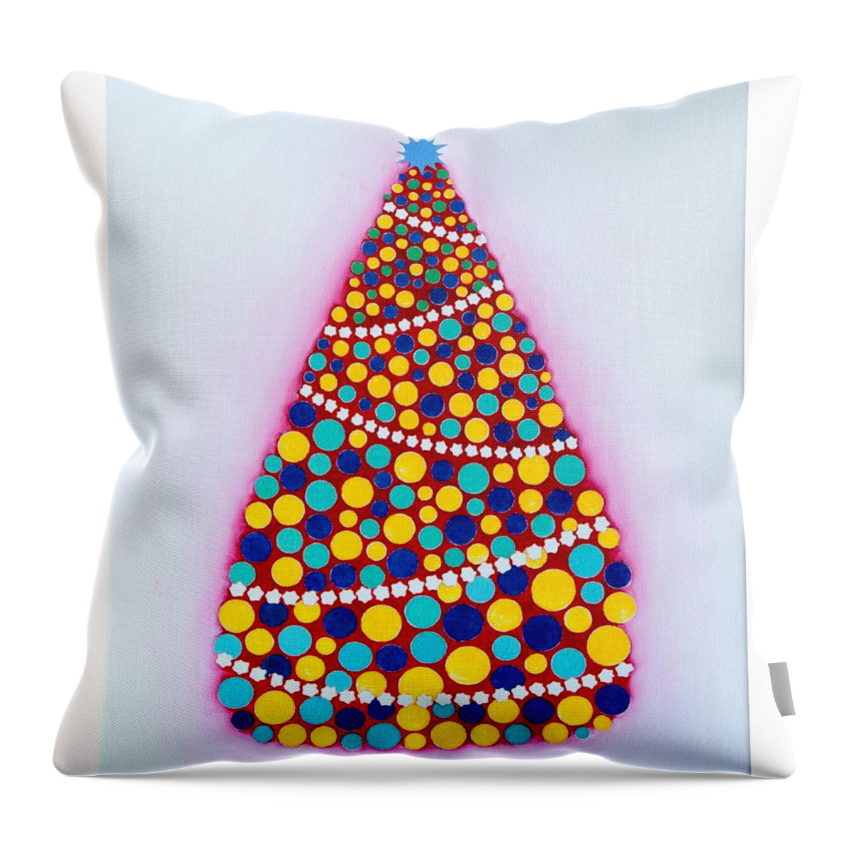 Christmas Tree Throw Pillow featuring the painting Holiday Tree #3 by Thomas Gronowski