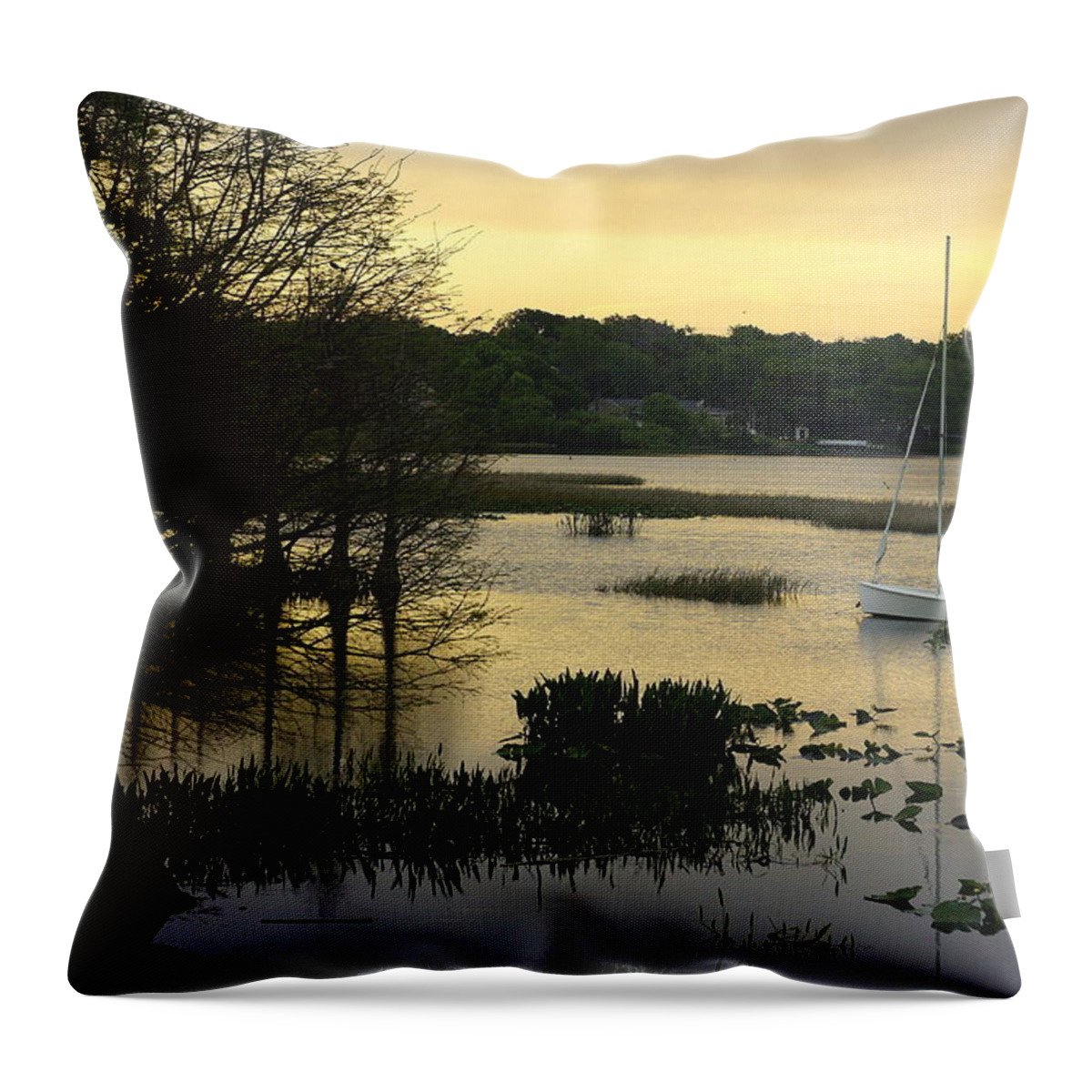 Sailboat Throw Pillow featuring the photograph Hollingsworth Sunset by Laurie Perry