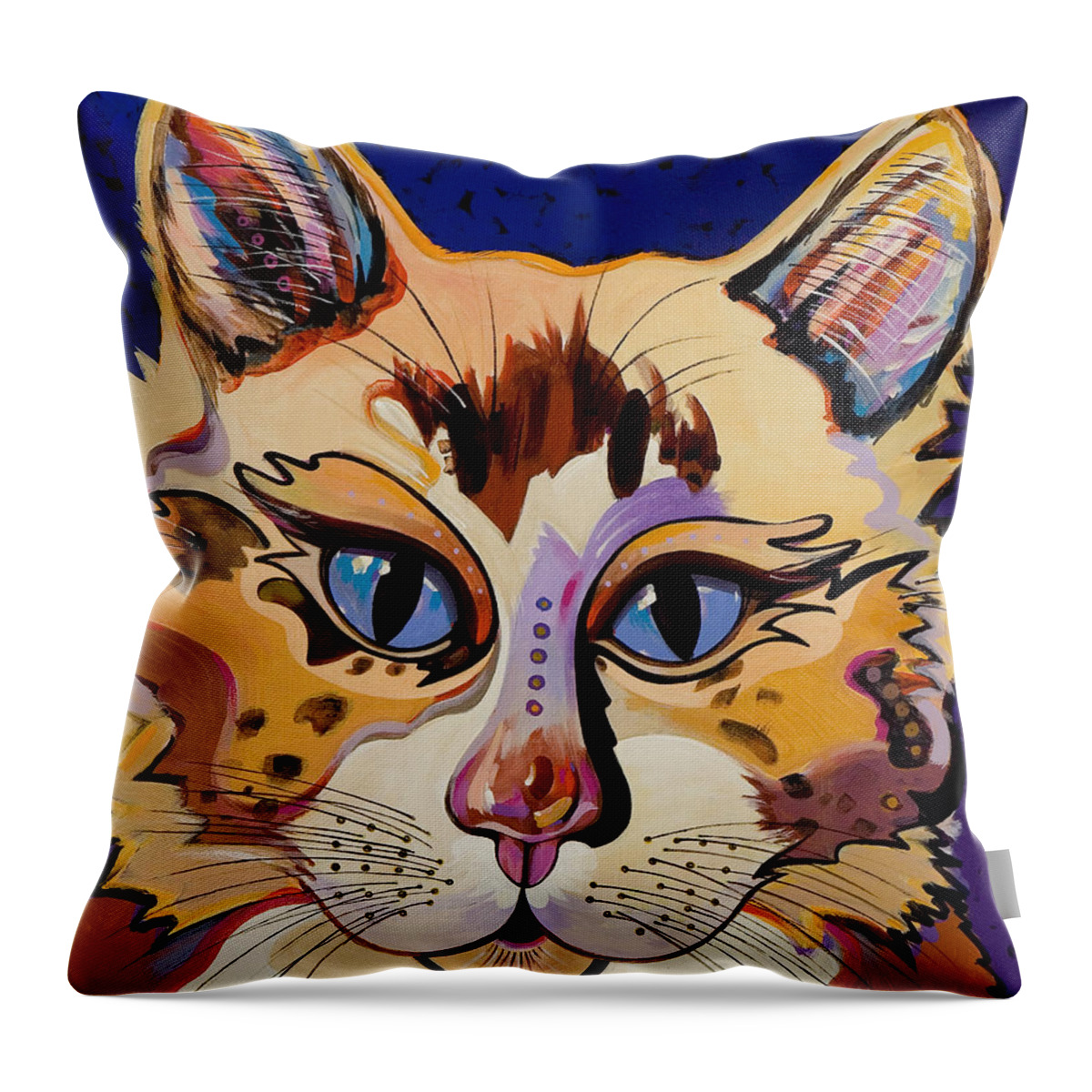 Feline Art Throw Pillow featuring the painting Holy Cat by Bob Coonts