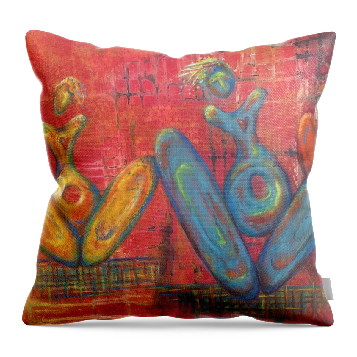 Women Throw Pillow featuring the painting Holy Holey Wholey Vessels by Suzan Sommers