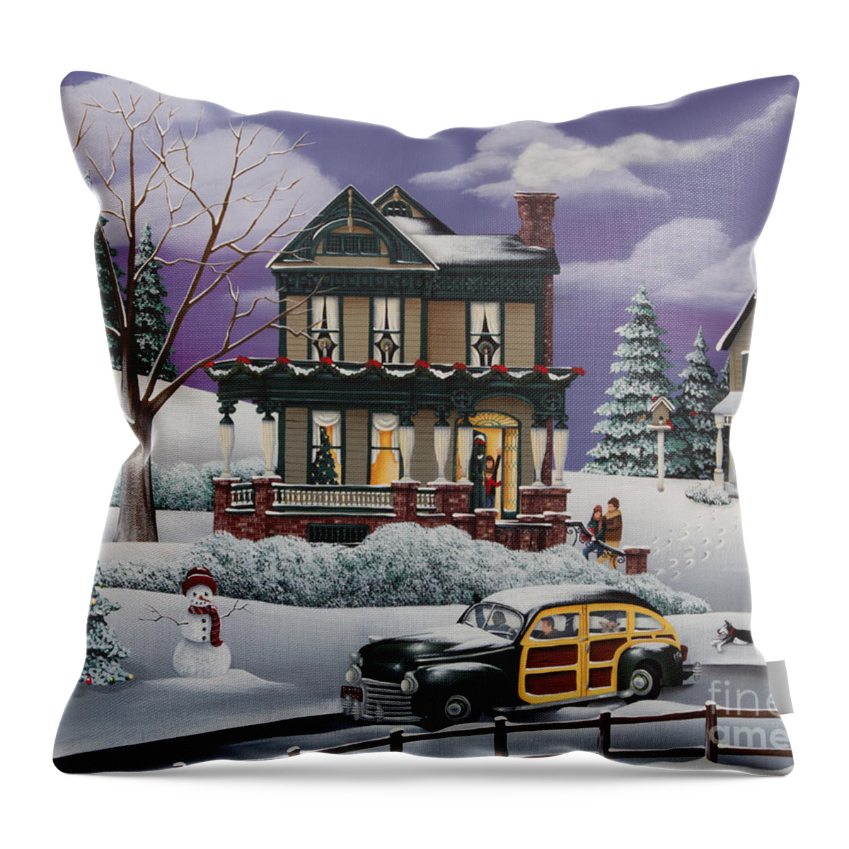 Art Throw Pillow featuring the painting Home for the Holidays 2 by Catherine Holman