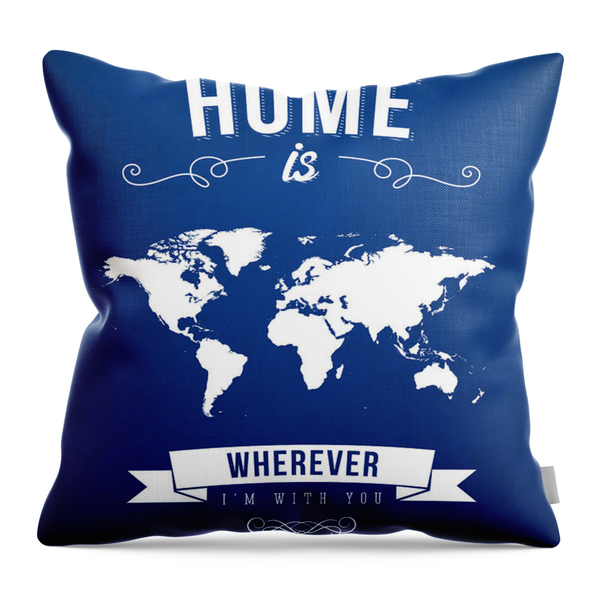 World Map Throw Pillow featuring the drawing Home - Ice Blue by Aged Pixel