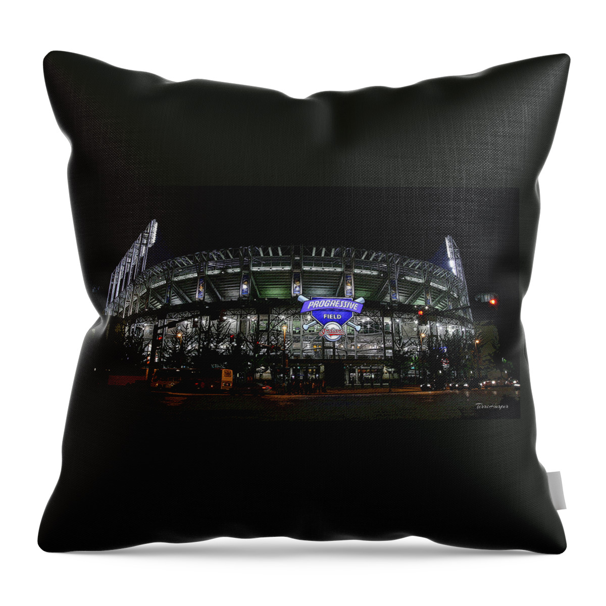 Cle Throw Pillow featuring the photograph Home Of The Cleveland Indians by Terri Harper