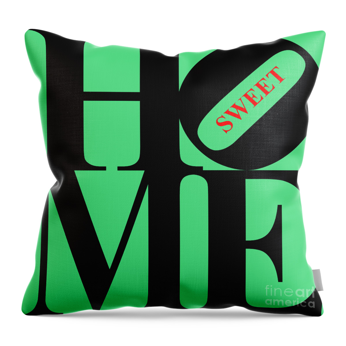 Home Throw Pillow featuring the digital art Home Sweet Home 20130713 Black Green Red by Wingsdomain Art and Photography