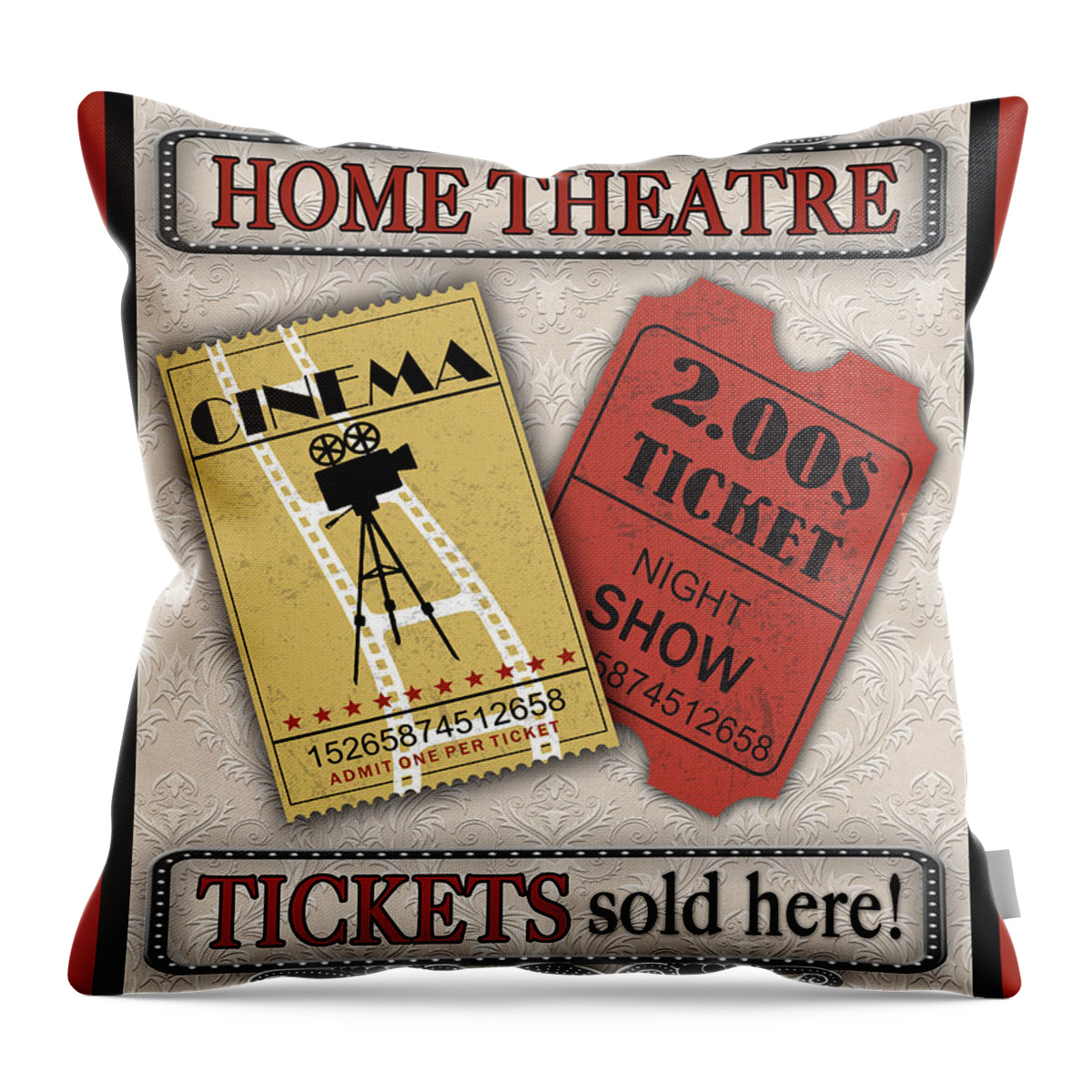 Home Theater Throw Pillow featuring the digital art Home Theatre-JP2213 by Jean Plout