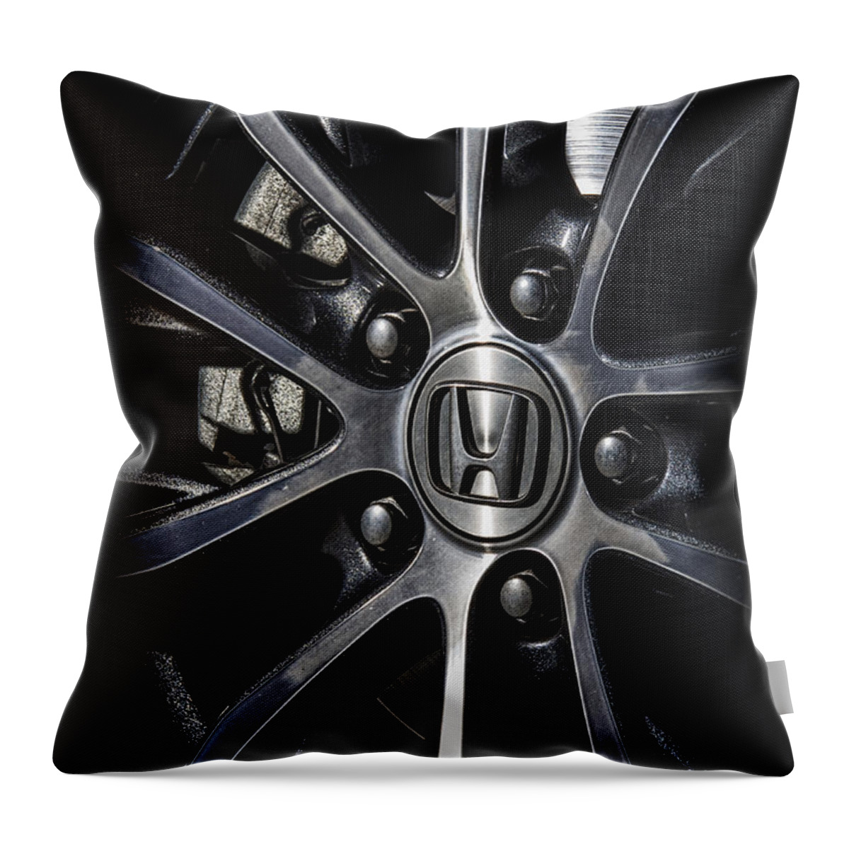 Auto Throw Pillow featuring the photograph Honda wheel by Paulo Goncalves