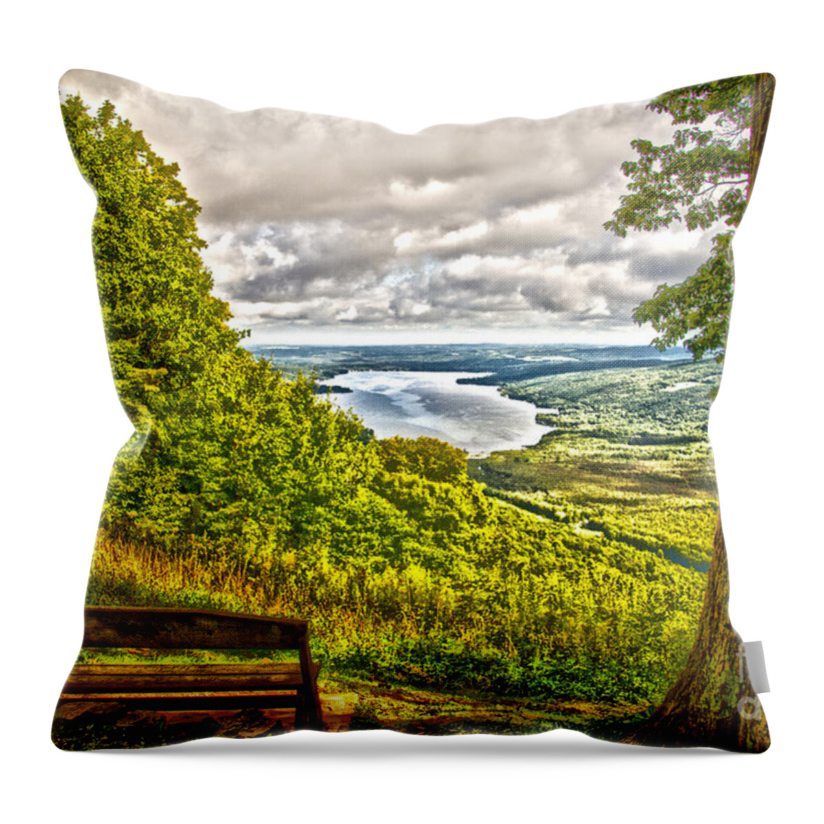 Honeoye Throw Pillow featuring the photograph Honeoye Lake Overlook by William Norton