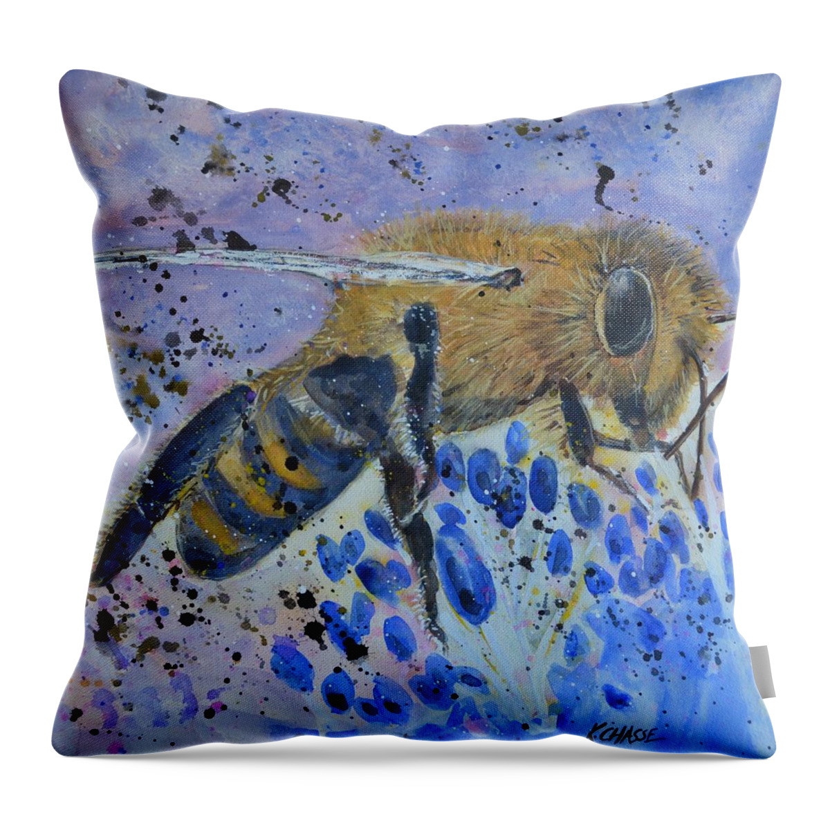 Honey Bee Throw Pillow featuring the painting Honey Bee by Kellie Chasse