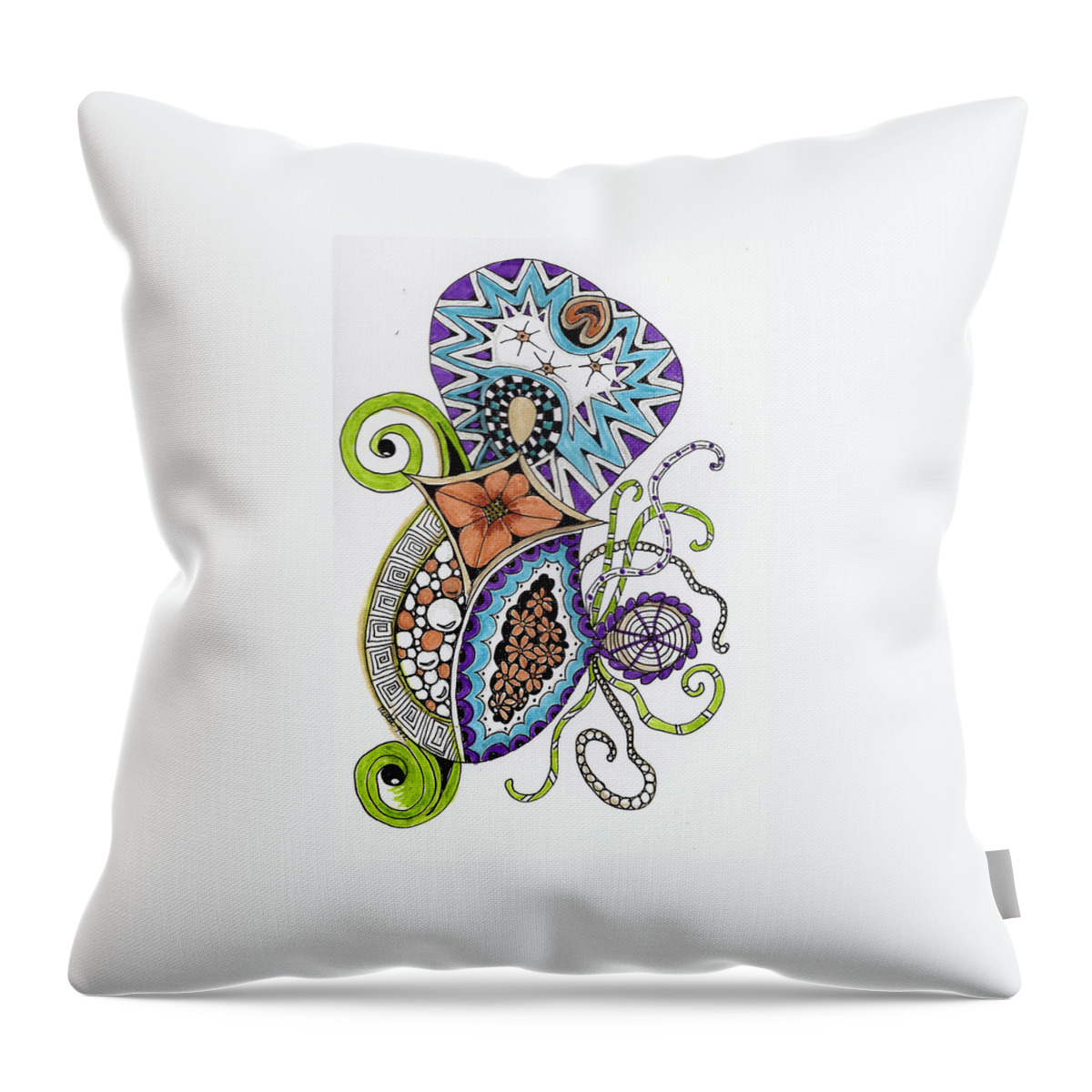 Zentangle Throw Pillow featuring the mixed media Honey Bee by Ruth Dailey