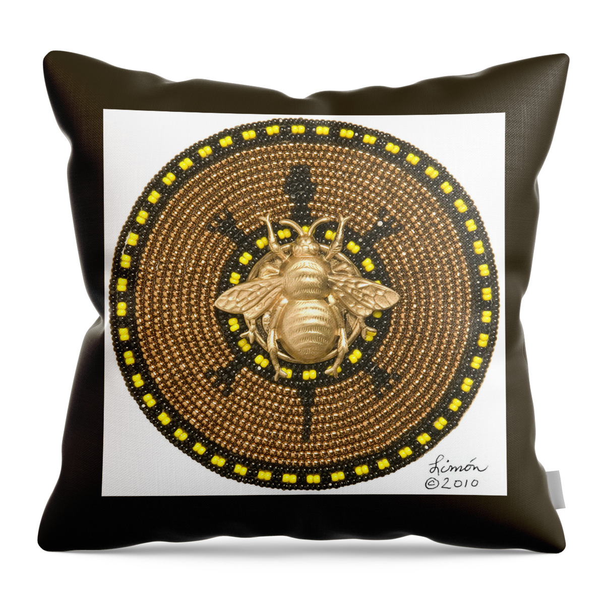 Turtle Throw Pillow featuring the mixed media Honey Bee Turtle by Douglas Limon