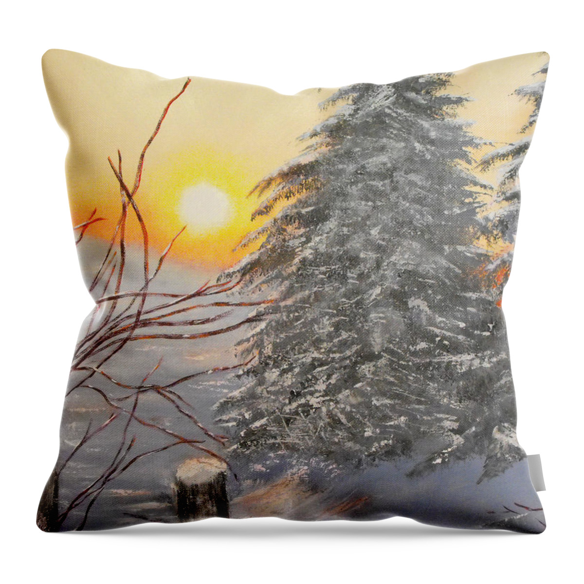 Sunrise Throw Pillow featuring the painting Hope Rising by Susan Bruner