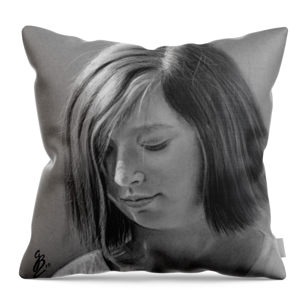 Portrait Throw Pillow featuring the drawing Hopeful by Glenn Beasley