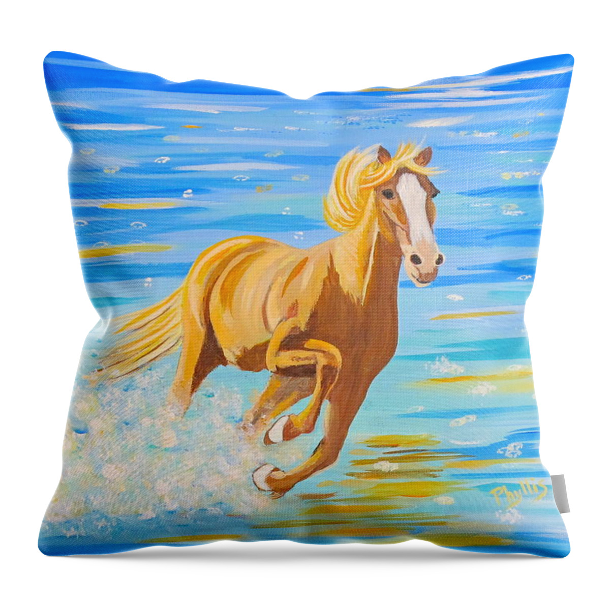 Horse Throw Pillow featuring the painting Horse Bright by Phyllis Kaltenbach