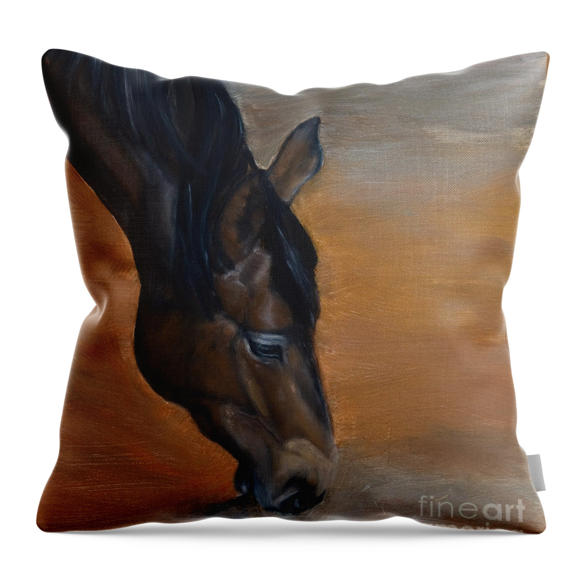 Horse Throw Pillow featuring the painting horse - Lily by Go Van Kampen