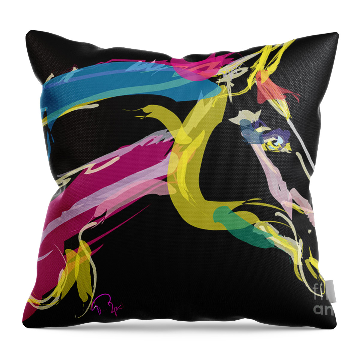 Horse Portrait Throw Pillow featuring the painting Horse- Lovely colours by Go Van Kampen