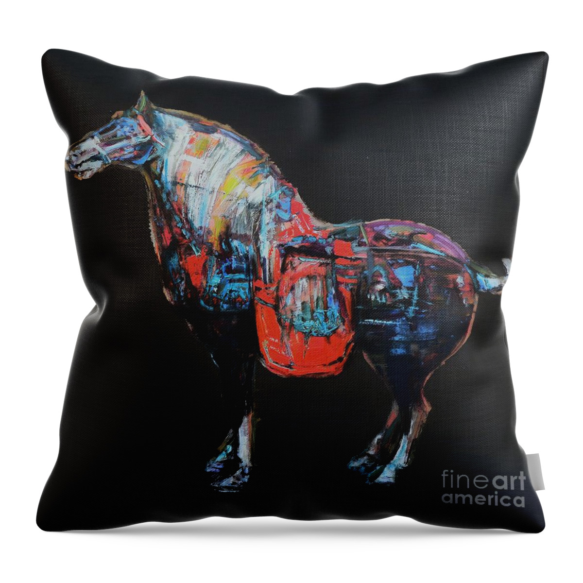 Horse. Throw Pillow featuring the painting Horse No.1 by Zheng Li
