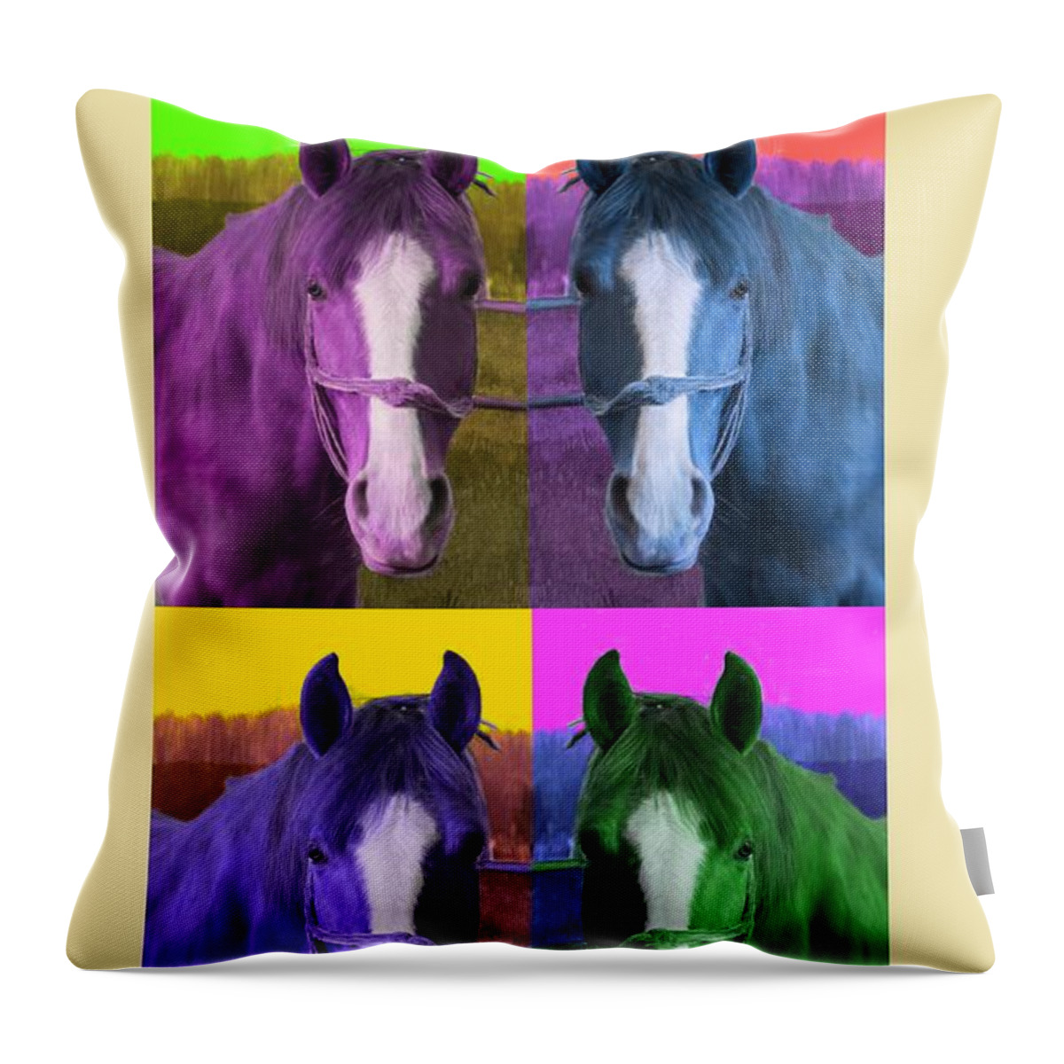 Horses Throw Pillow featuring the painting Horse of a Different Color by Bruce Nutting