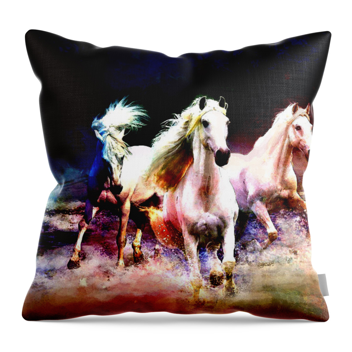 Horse Throw Pillow featuring the painting Horse paintings 002 by Catf