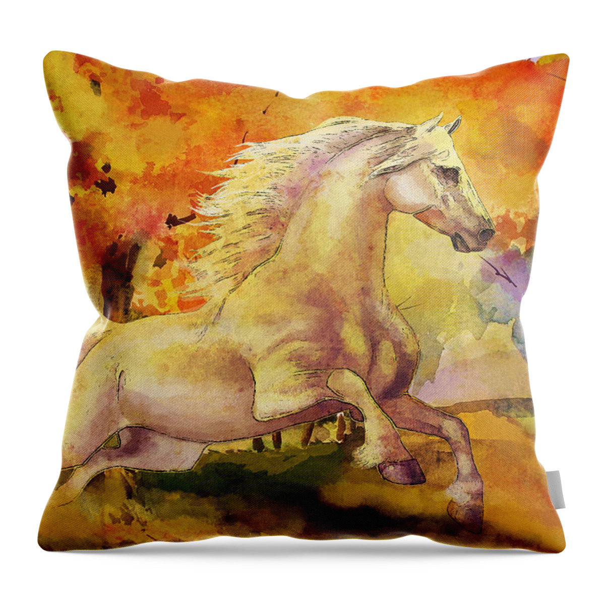 Horse Throw Pillow featuring the painting Horse paintings 003 by Catf