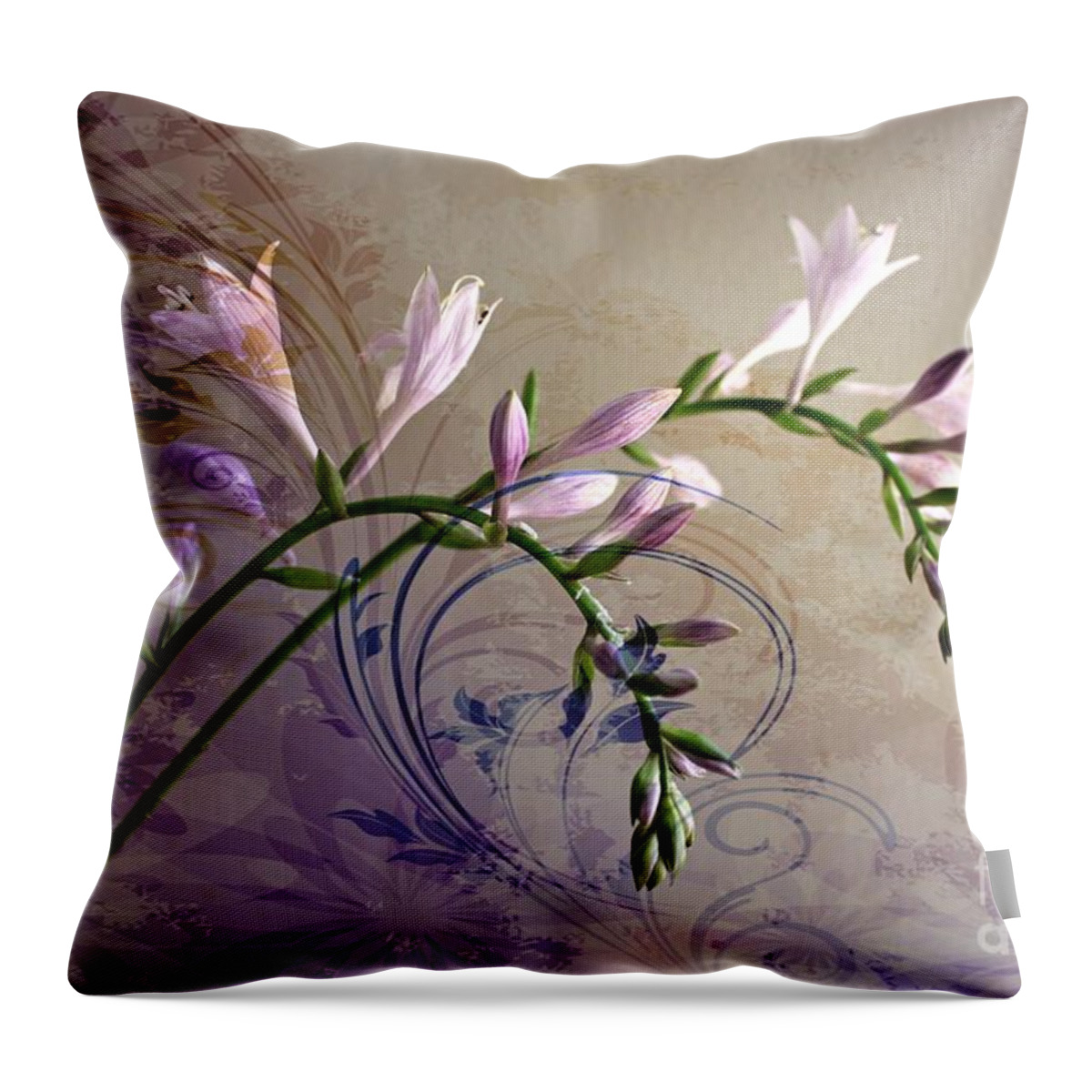 Hostas Throw Pillow featuring the photograph Hosta Soft Delicate And Elegant by Judy Palkimas