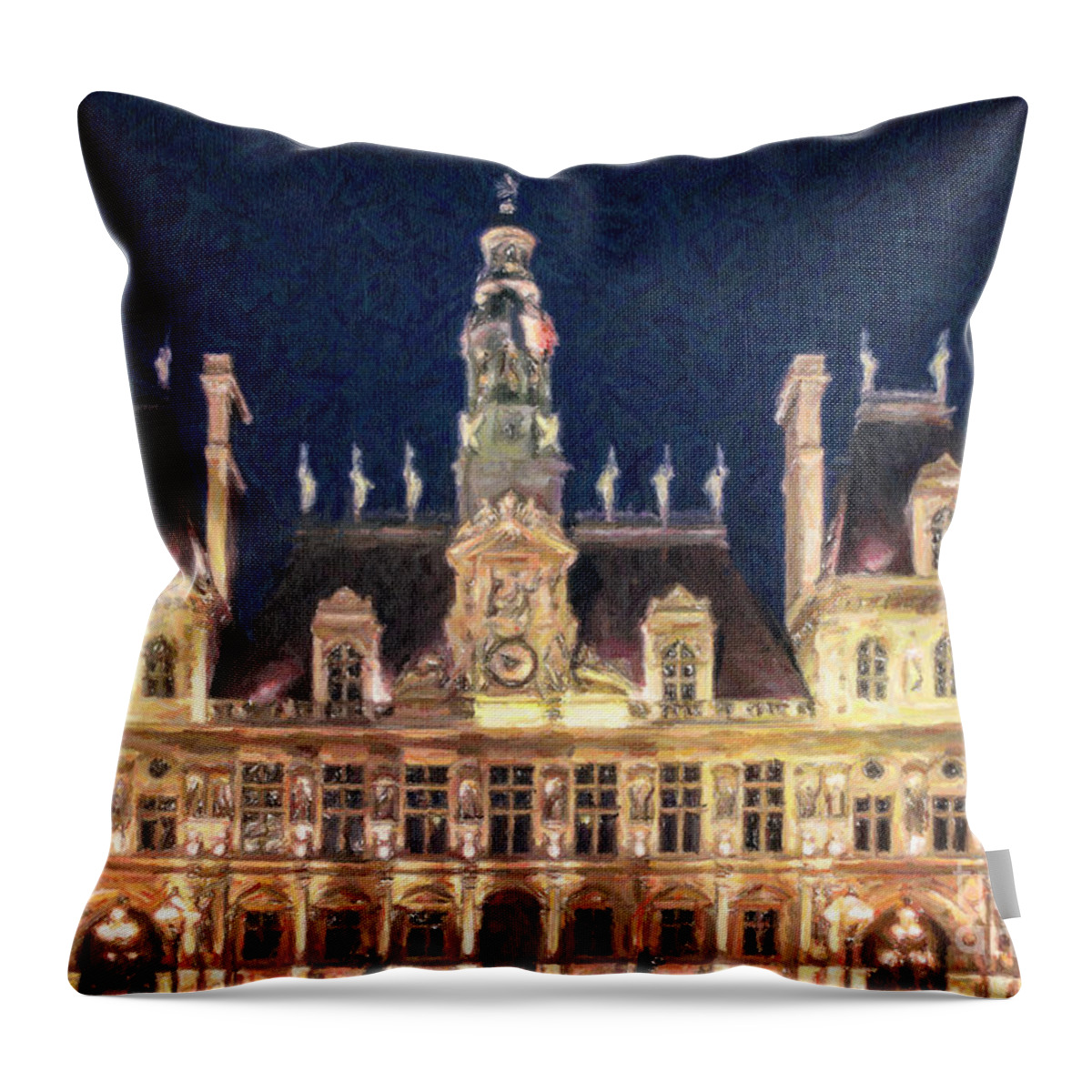 Hotel De Ville Throw Pillow featuring the digital art Hotel de Ville Paris by Liz Leyden