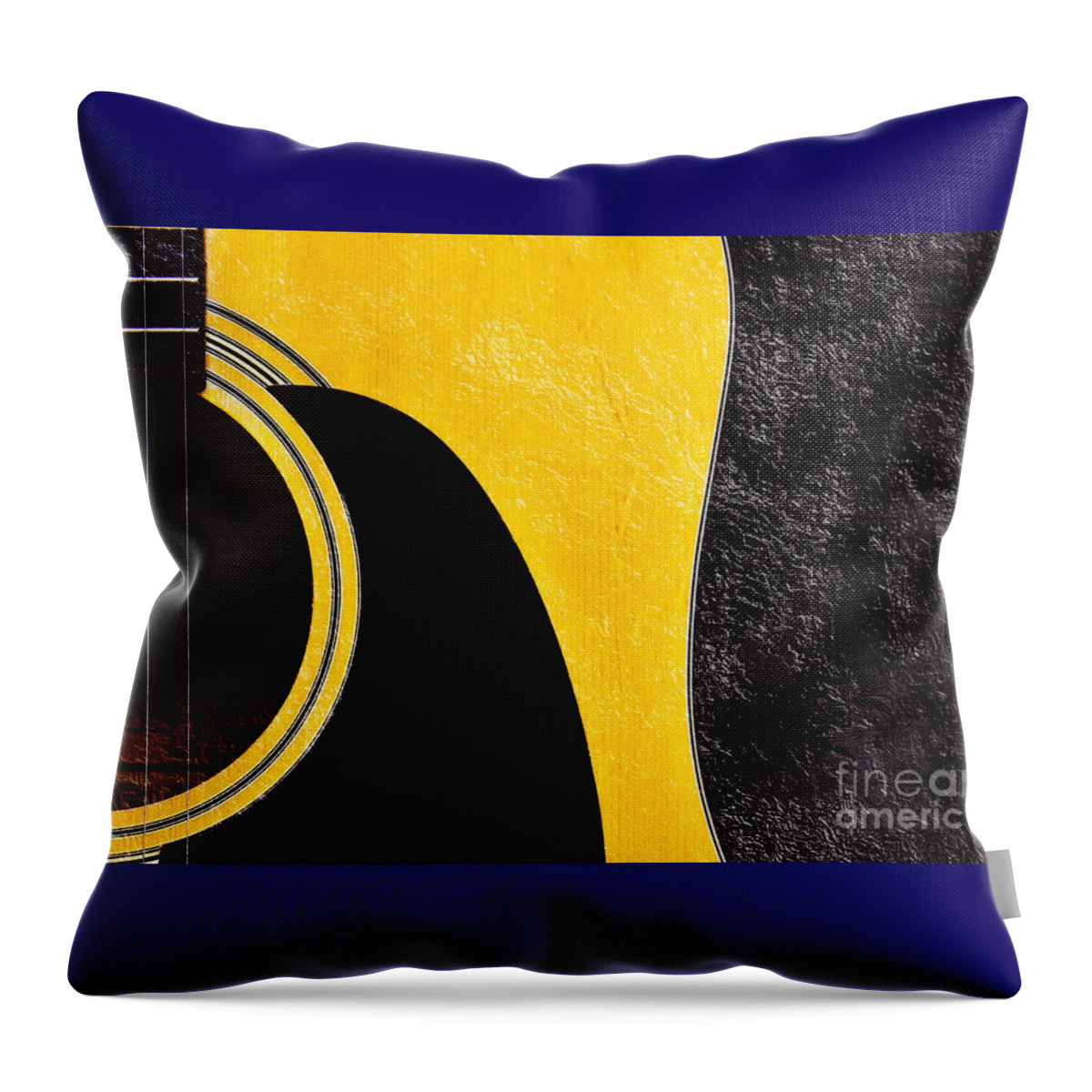 Guitar Throw Pillow featuring the photograph Hour Glass Guitar 4 Colors 1 - Tetraptych - Yellow Corner - Music - Abstract by Andee Design