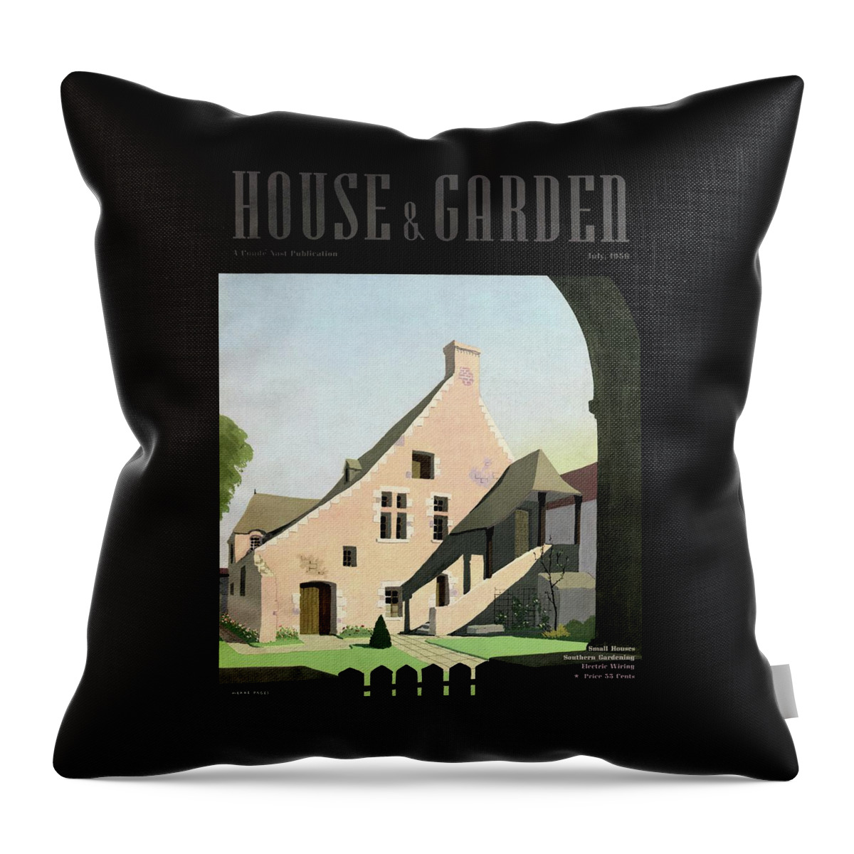 House & Garden Cover Illustration Of An Historic Throw Pillow
