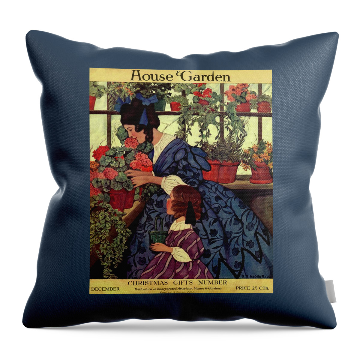 House And Garden Christmas Gift Number Cover Throw Pillow