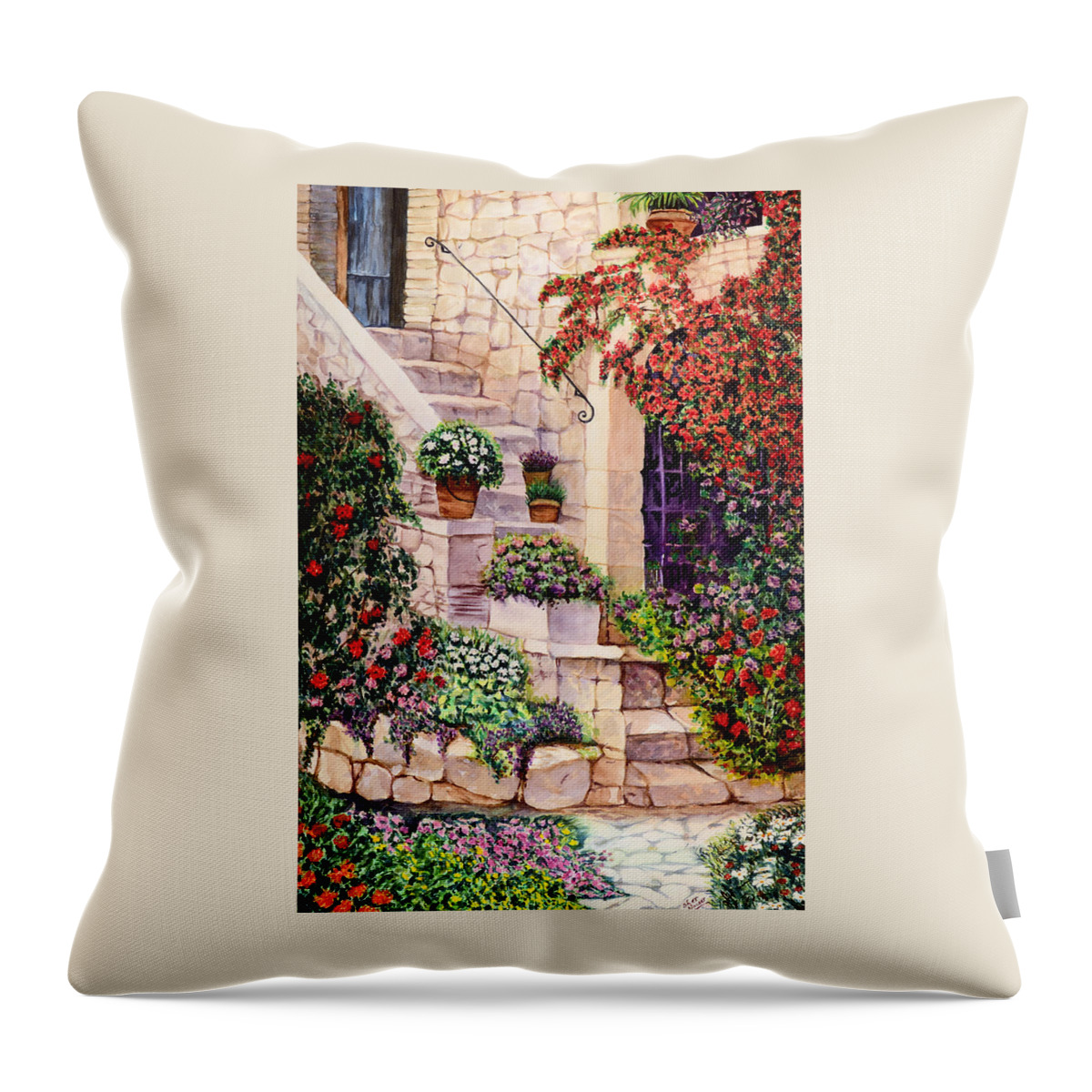 House Throw Pillow featuring the painting House in Oyster Bay by Sher Nasser